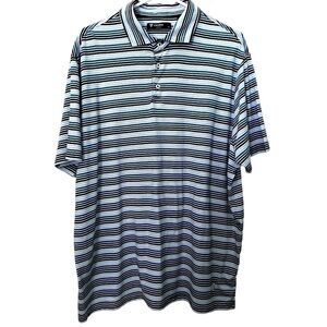 Men’s Daniel Cremieux Classics Short Sleeve Blue Striped Polo Shirt Size XL